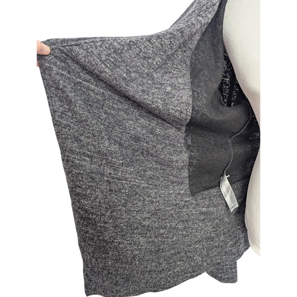 Eileen Fisher Terrazzo Open Front Jacket Large Gray Zip Cuff Draped - Picture 5 of 7